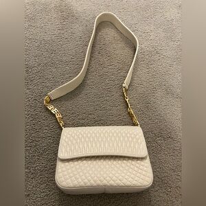Bally luxury quilted cream leather handbag